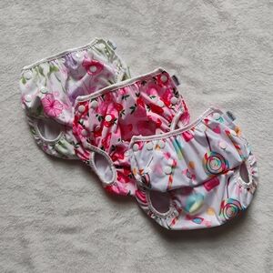 Lot Of 3 Reusable Swim Diapers | Machine Washable Adjustable Fits 8M-3T | Large